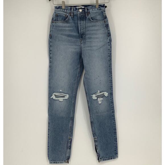 RE/DONE Super High Drainpipe Size 26 Destroy Wrecking Blue $325 msrp G12-11 - Picture 2 of 8